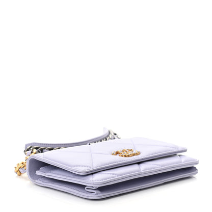 Chanel Lambskin Quilted Chanel 19 Wallet On Chain WOC Light Purple 4 of 11