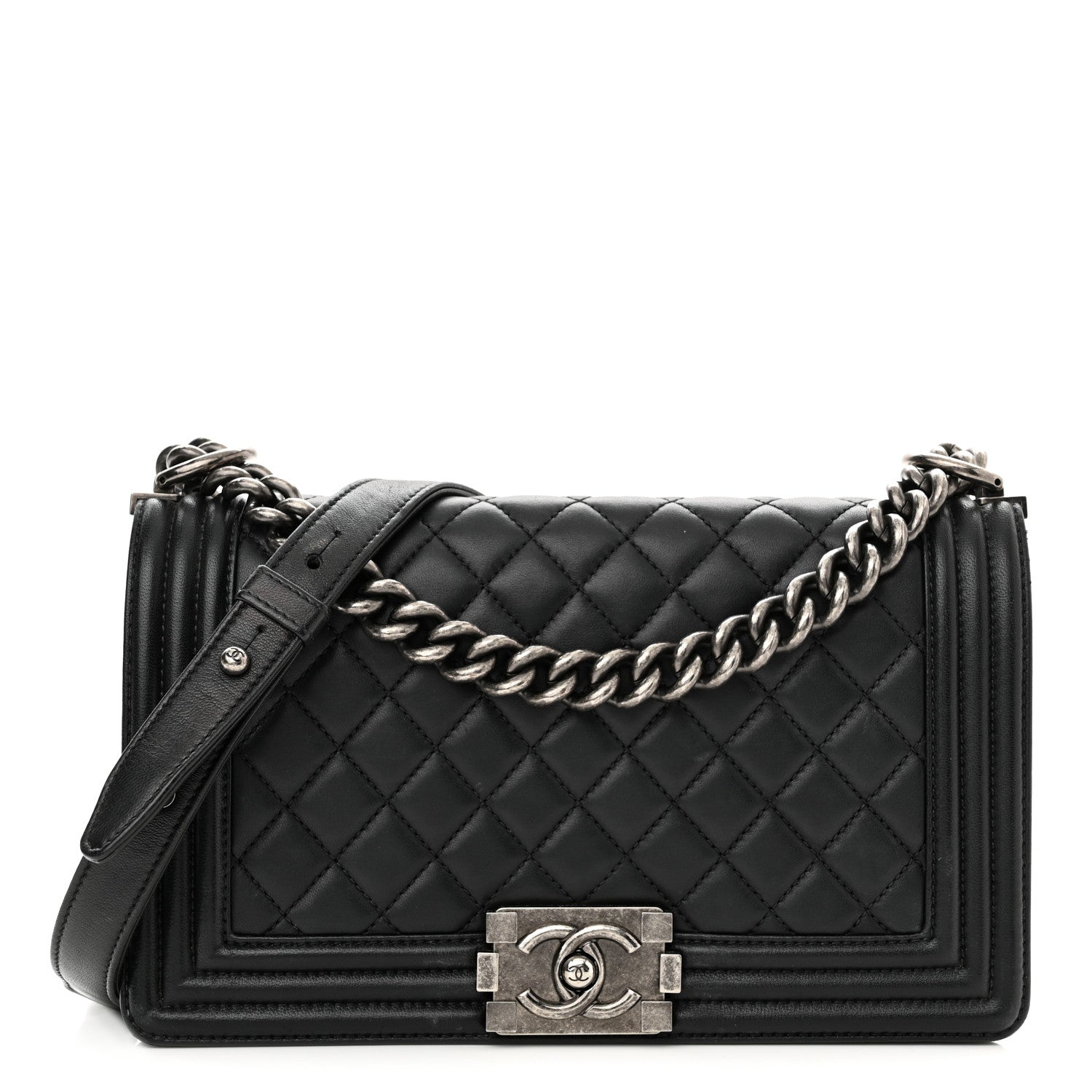 Chanel Lambskin Quilted Medium Boy Flap Black 1 of 12