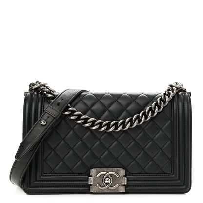 Chanel Lambskin Quilted Medium Boy Flap Black 1 of 12