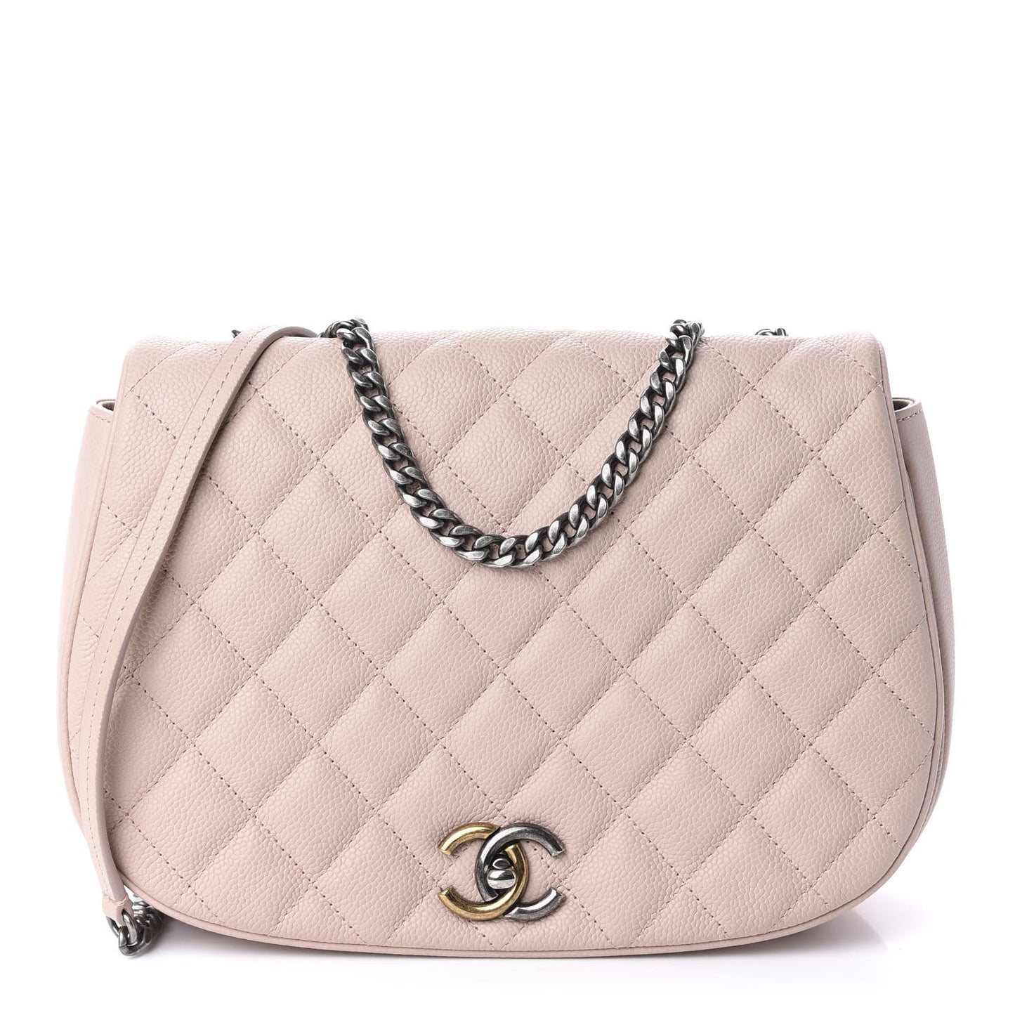 Caviar Quilted Casual Pocket Messenger Flap Light Pink