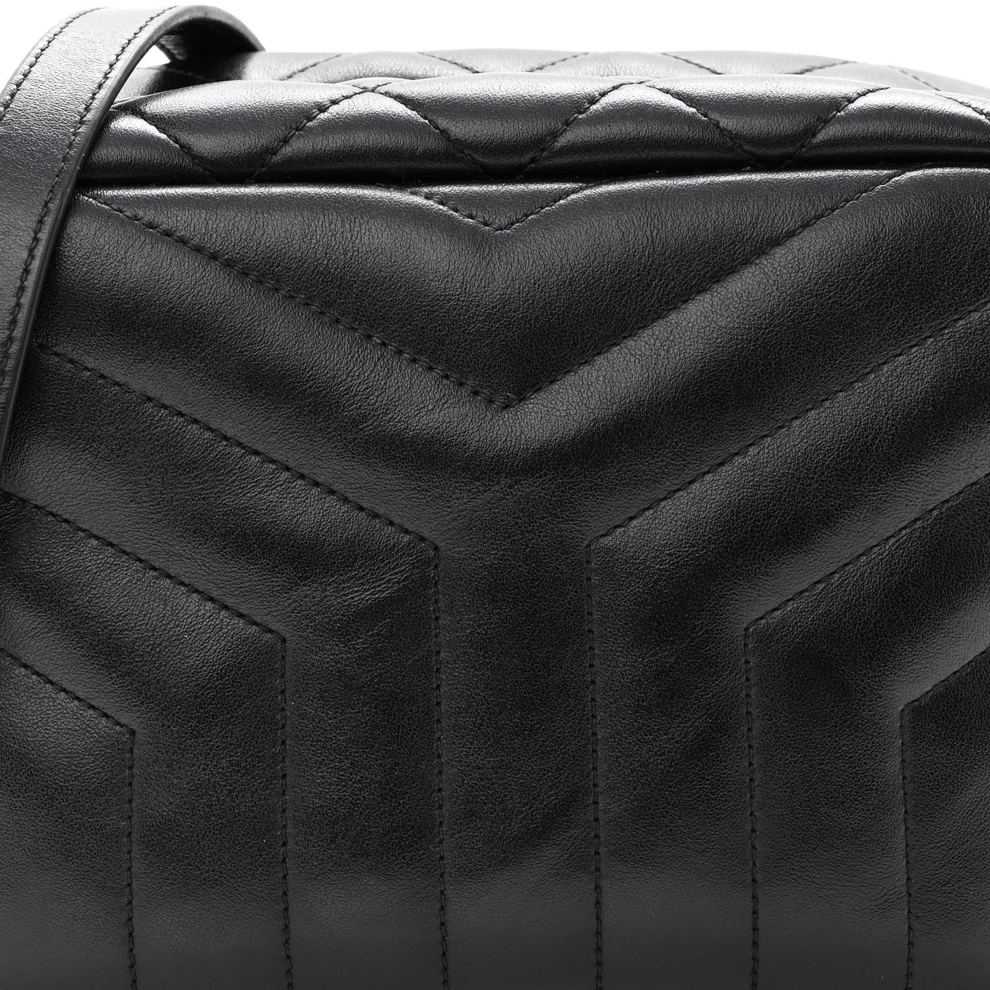 Calfskin Y Quilted Monogram Small Loulou Bowling Bag Black