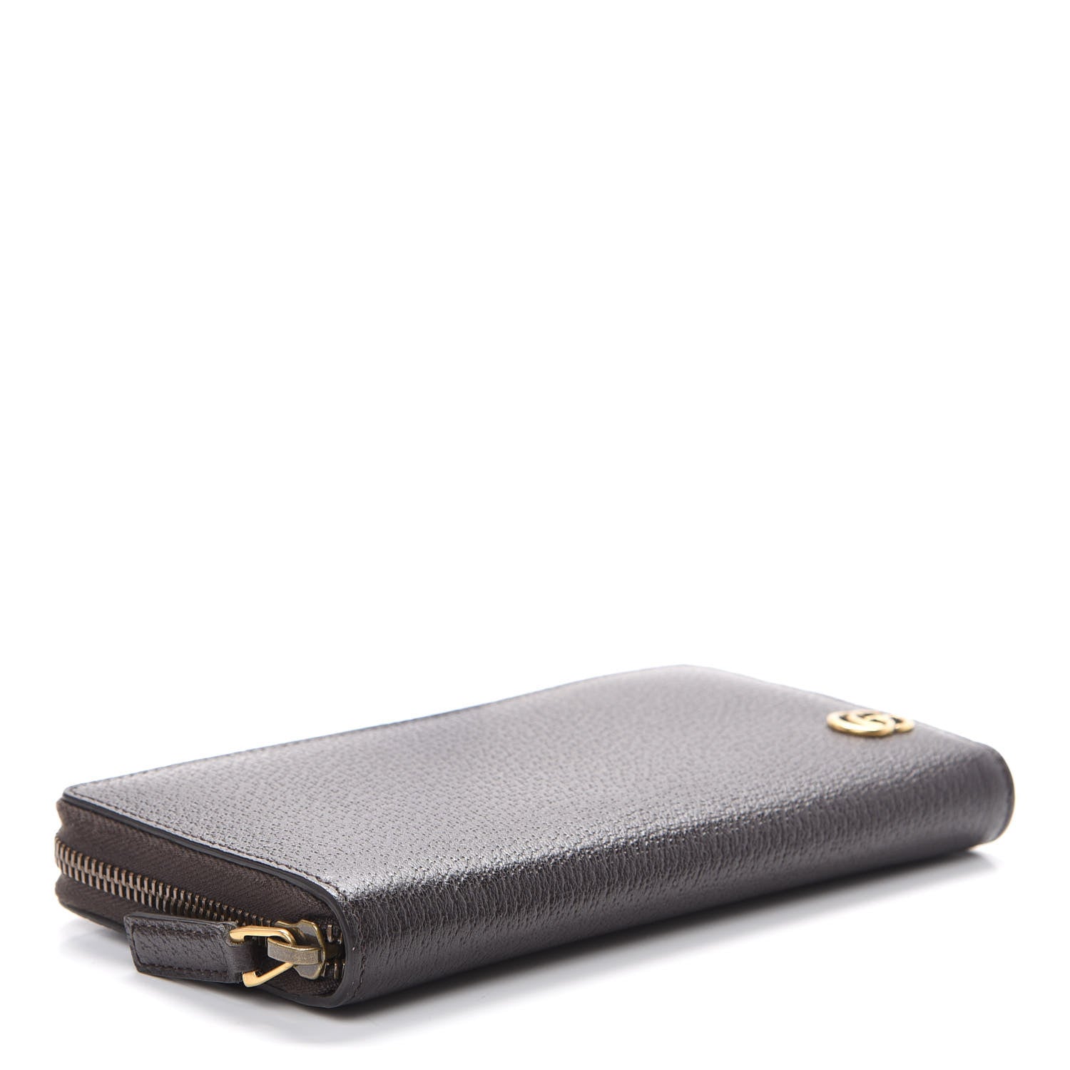Gucci Dollar Calfskin Boar Effect GG Marmont Zip Around Wallet Dark Cocoa 3 of 7
