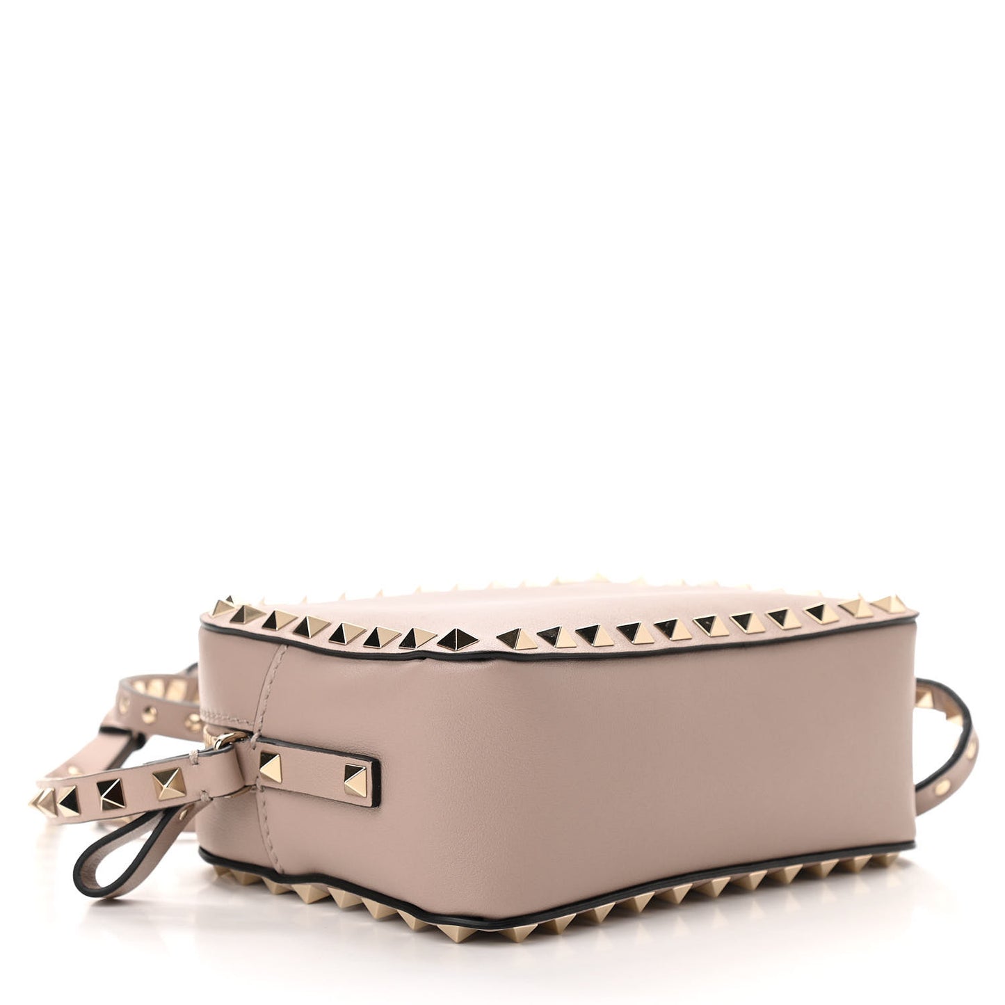 Calfskin Rockstud Camera Crossbody Bag Poudre