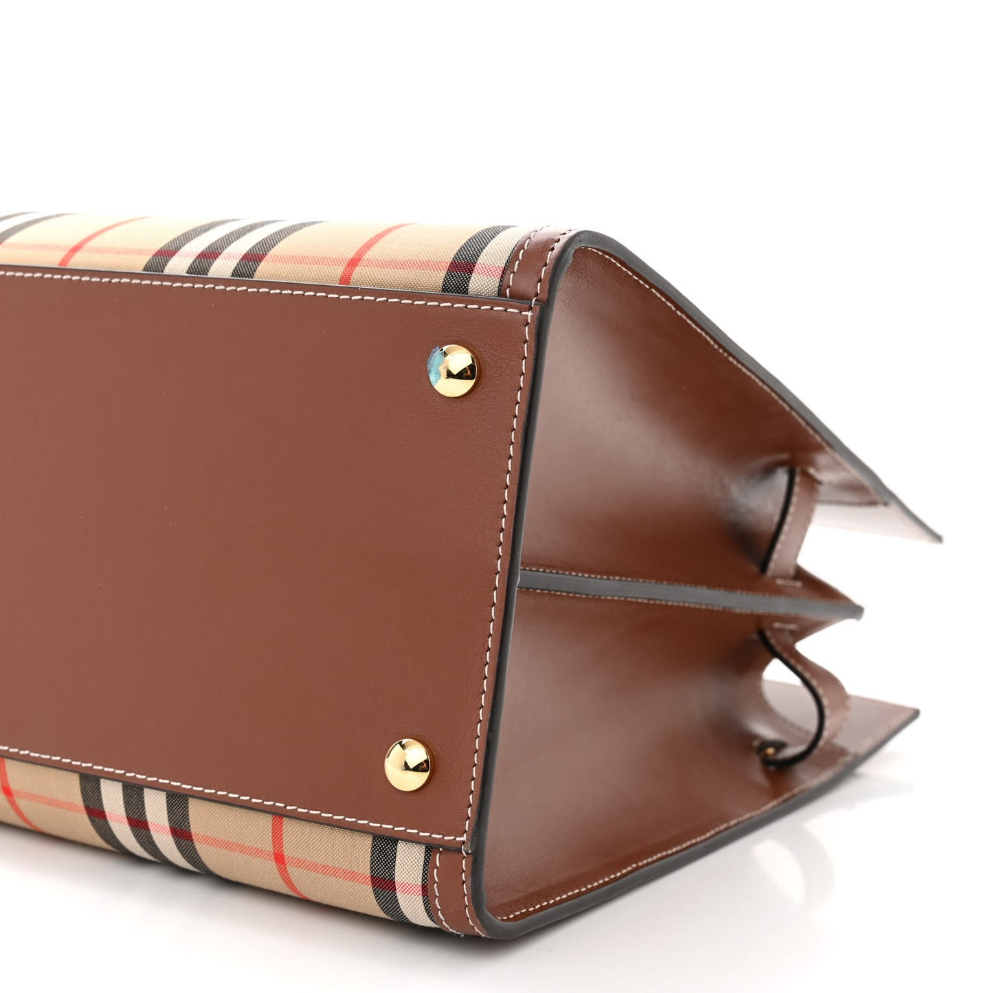 Calfskin Vintage Check Two Handle Title Bag Archive Beige
