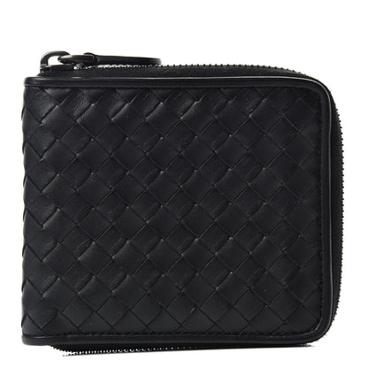 Bottega Veneta Nappa Intrecciato Zip Around Compact Wallet Black 1 of 7