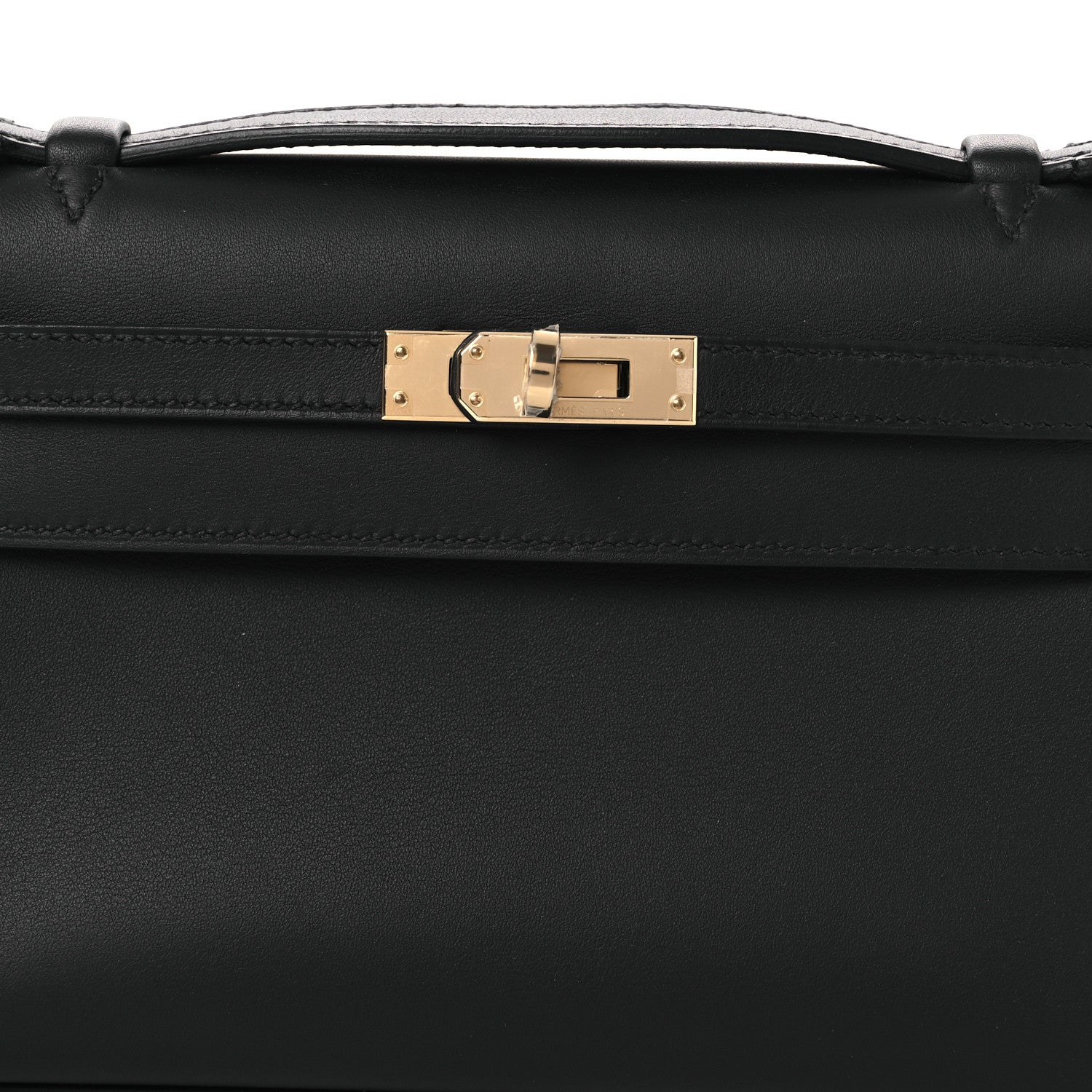 Hermes Swift Horseshoe Kelly Pochette Clutch Black Lime 8 of 12