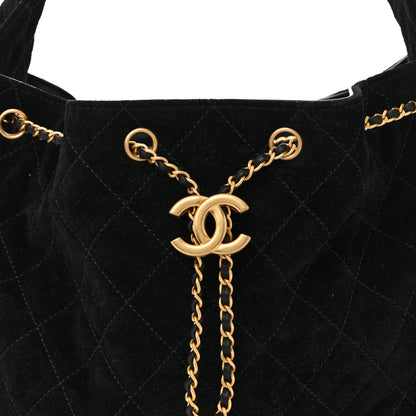 Chanel Suede Quilted Medium Chanel 25 Handbag Black 9 of 13