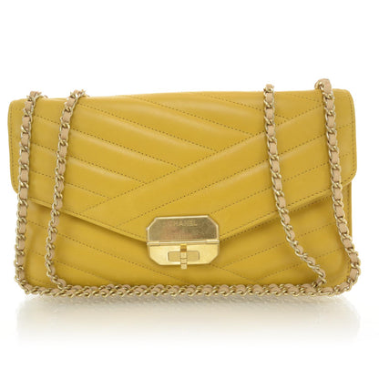 Chanel Calfskin Gabrielle Chevron Flap Yellow 1 of 8