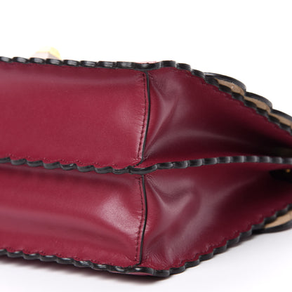 Fendi Vitello Liberty Scalloped Studded Kan I Shoulder Bag Black Cherry 8 of 12