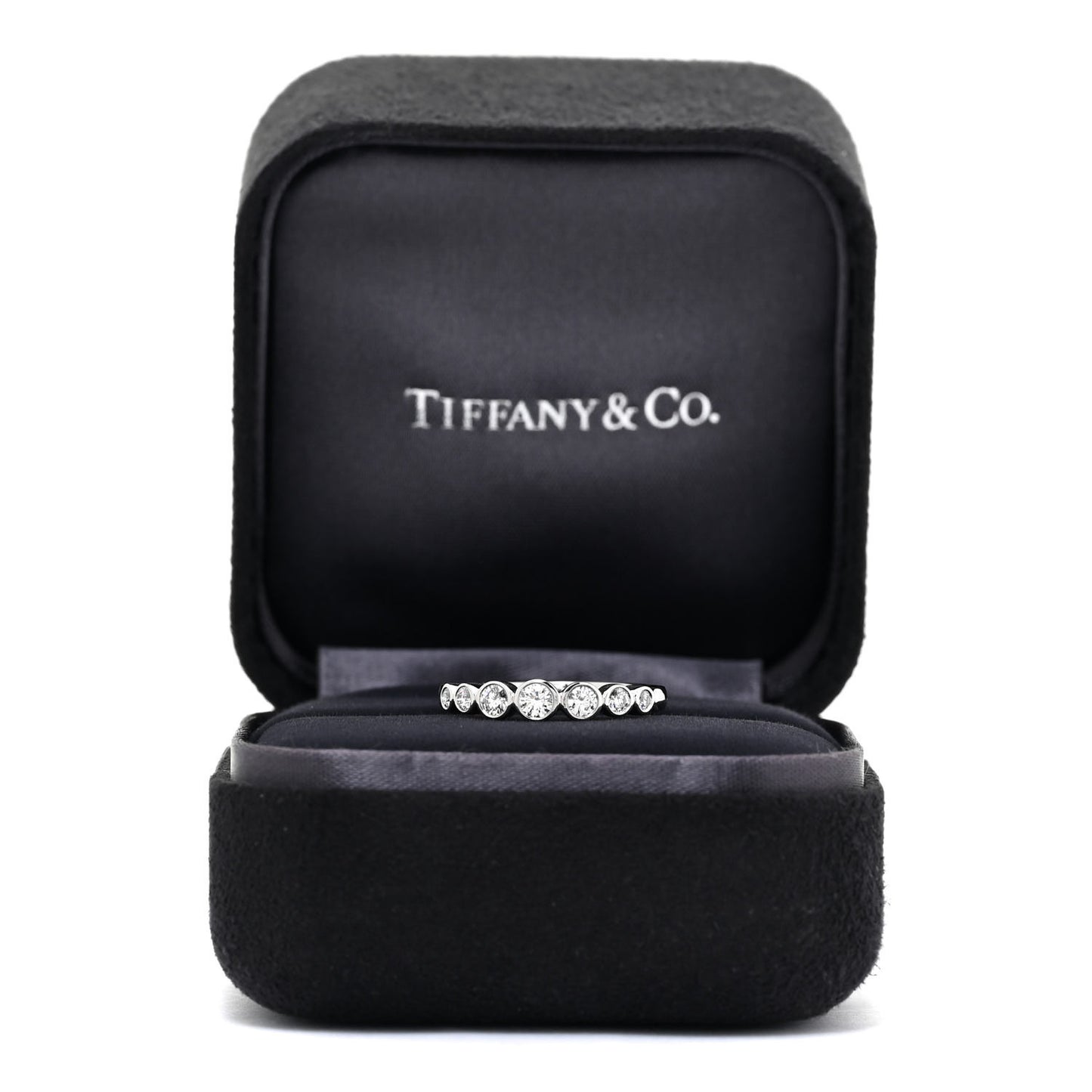 Platinum Diamond Jazz Graduated Band Ring 53 6.25