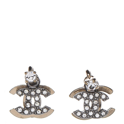Chanel Ruthenium Crystal Double CC Earrings Gold 1 of 5
