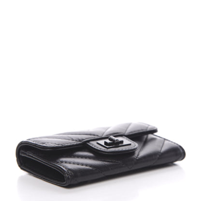 Chanel Aged Calfskin Chevron Quilted Reissue Card Holder Wallet So Black 3 of 8
