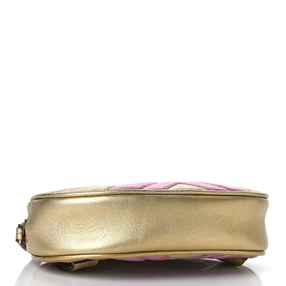 Gucci Metallic Nappa Matelasse Heart GG Marmont Belt Bag 75 30 Oro Vecchio Rosa 4 of 11