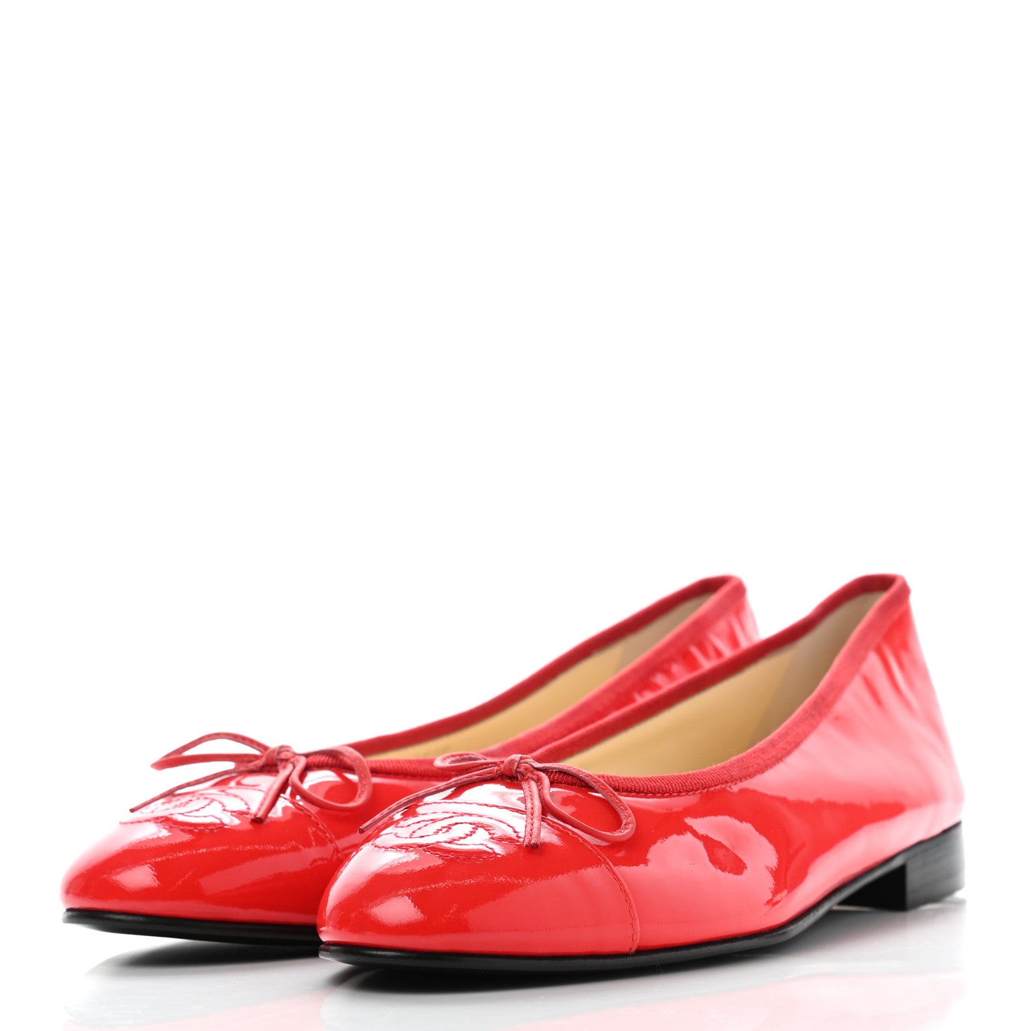 Chanel Patent CC Cap Toe Ballerina Flats 36.5 Red 3 of 10