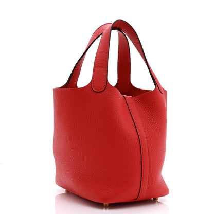 Hermes Taurillon Clemence Picotin Lock 18 PM Rouge Tomate 3 of 10