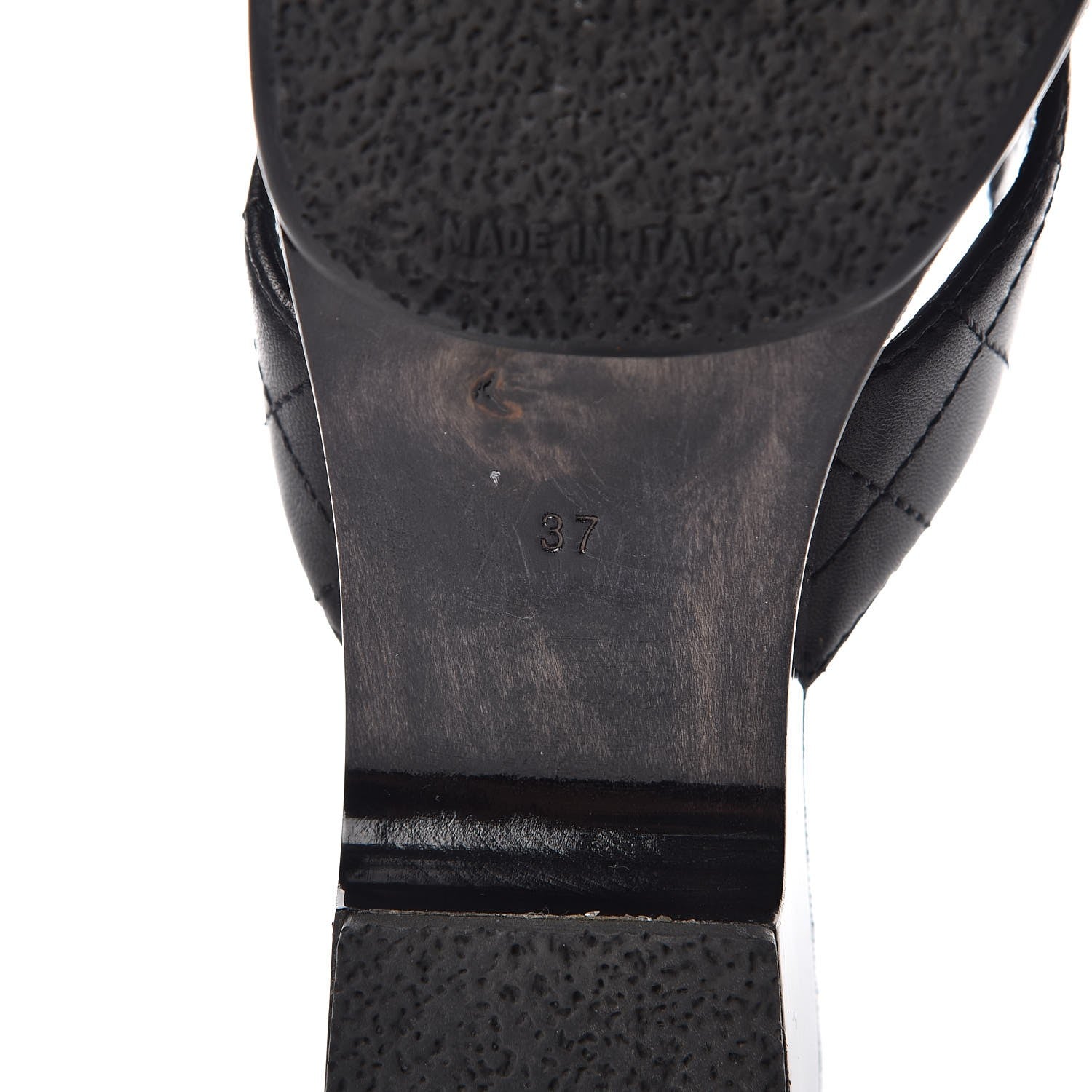 Chanel Lambskin Quilted CC Turnlock Sandals 37 Black 6 of 10