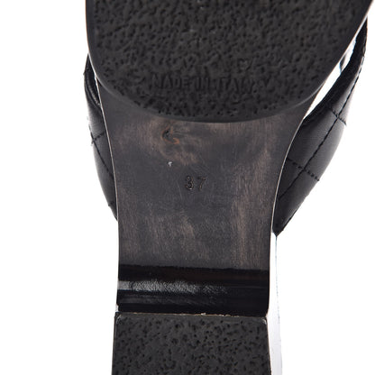 Chanel Lambskin Quilted CC Turnlock Sandals 37 Black 6 of 10