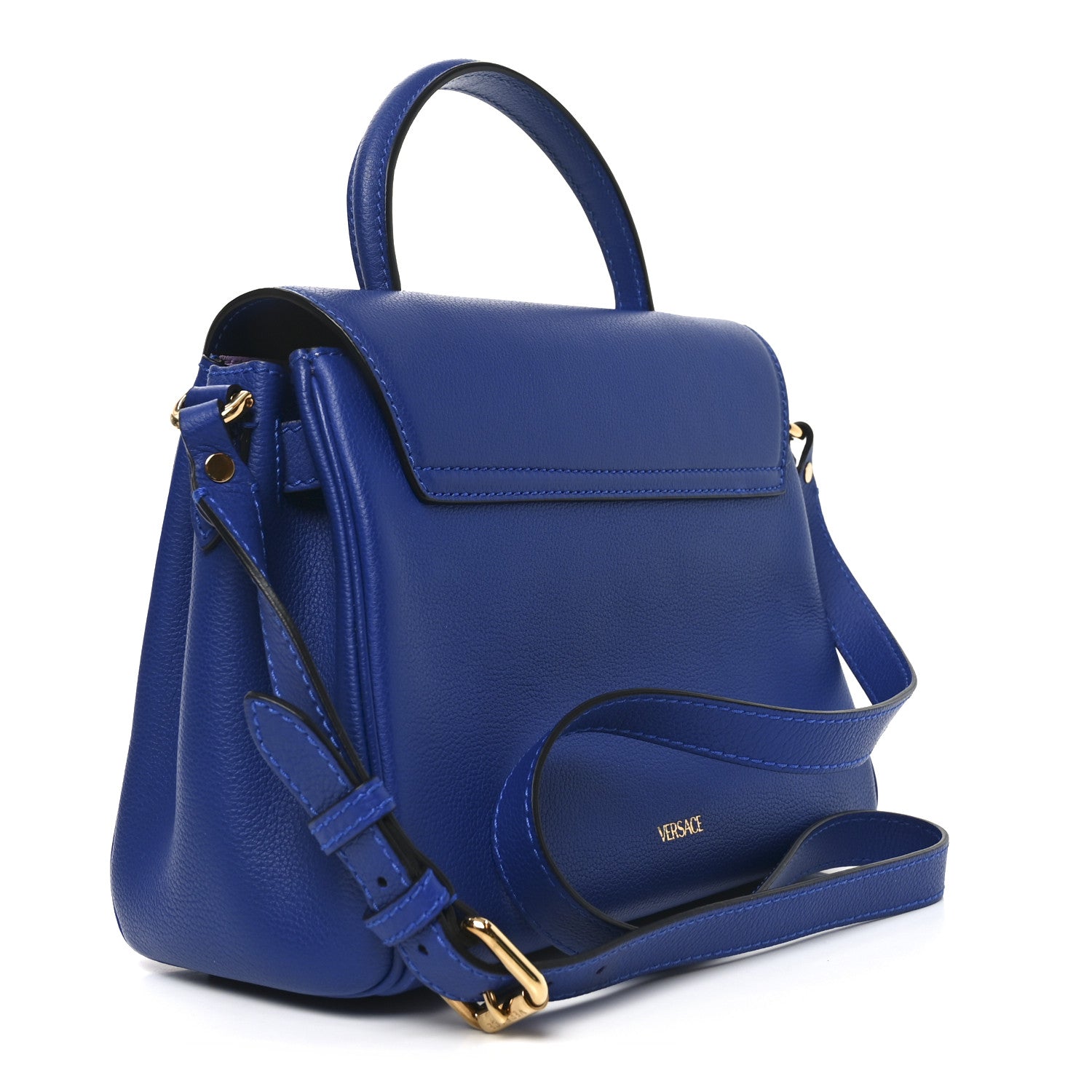 Versace Calfskin Medium La Medusa Top Handle Handbag Lapis 2 of 9