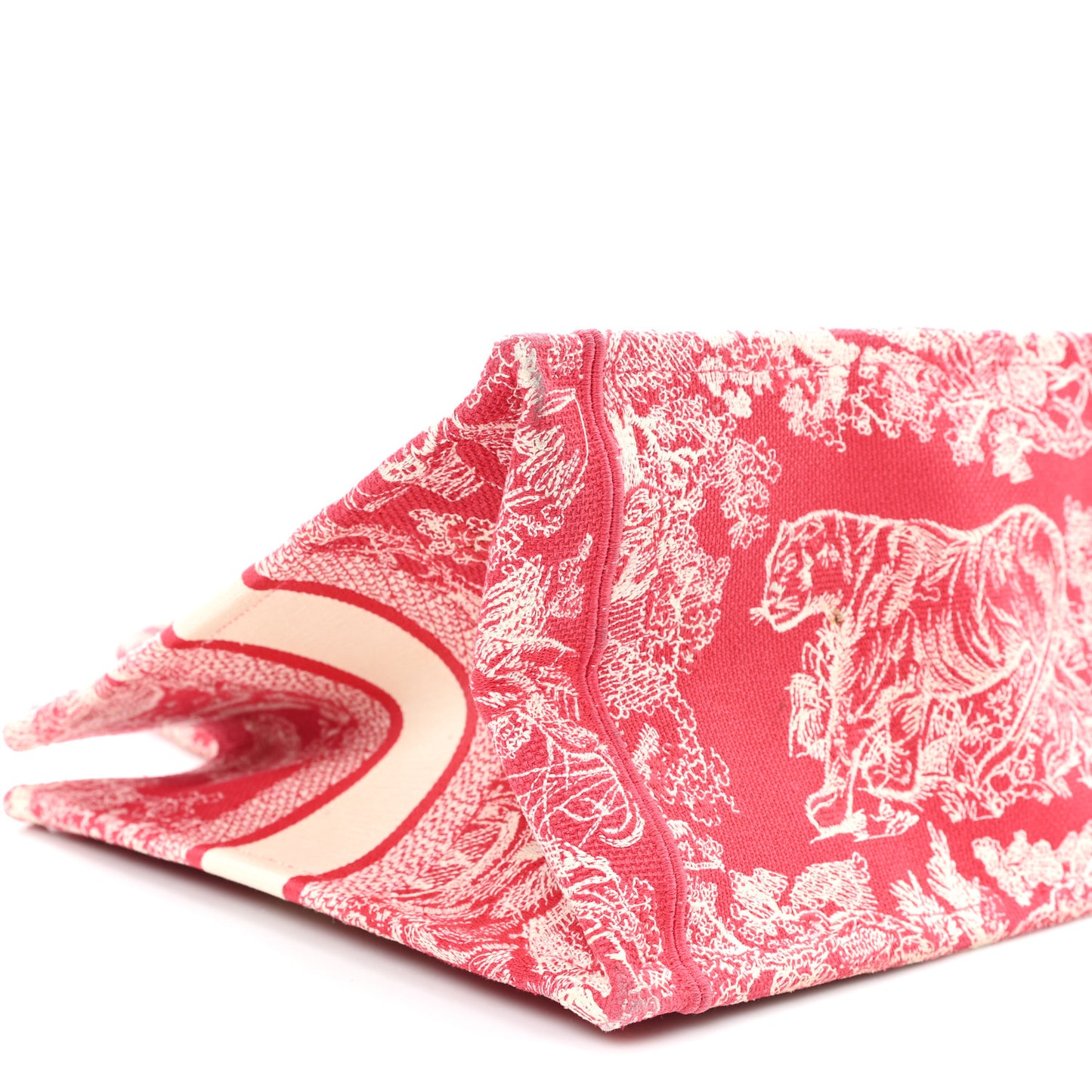 Canvas Embroidered Medium Dioriviera Toile De Jouy Book Tote Raspberry