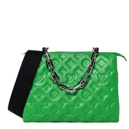 Louis Vuitton Lambskin Embossed Monogram Coussin PM LV Motion Green 1 of 11