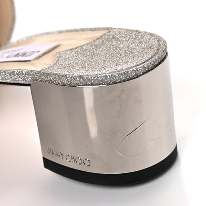 Jimmy Choo Glitter Joni Flat Slide Sandals 37 Silver 9 of 11