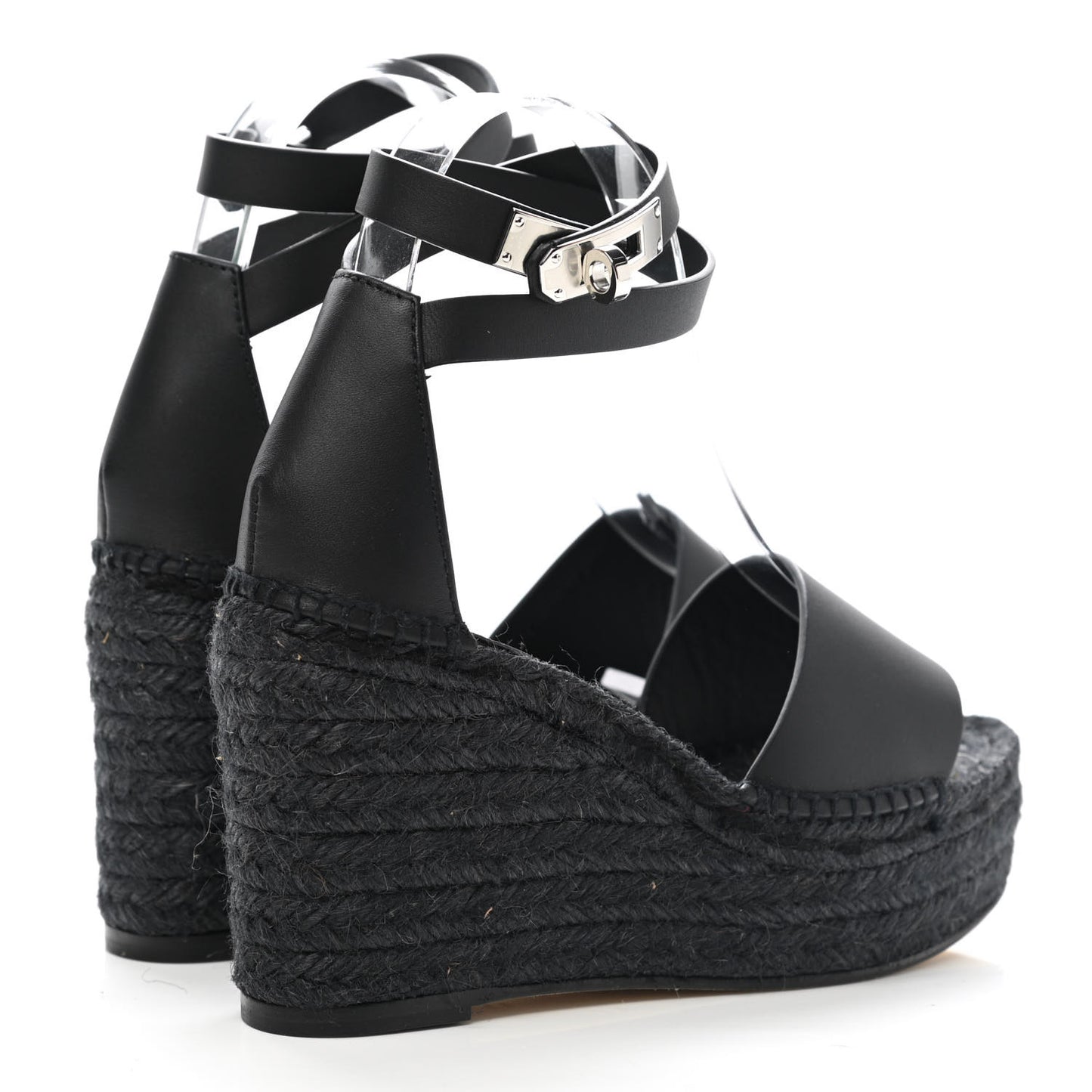 Calfskin Tipoli Espadrille Wedges 35 Black