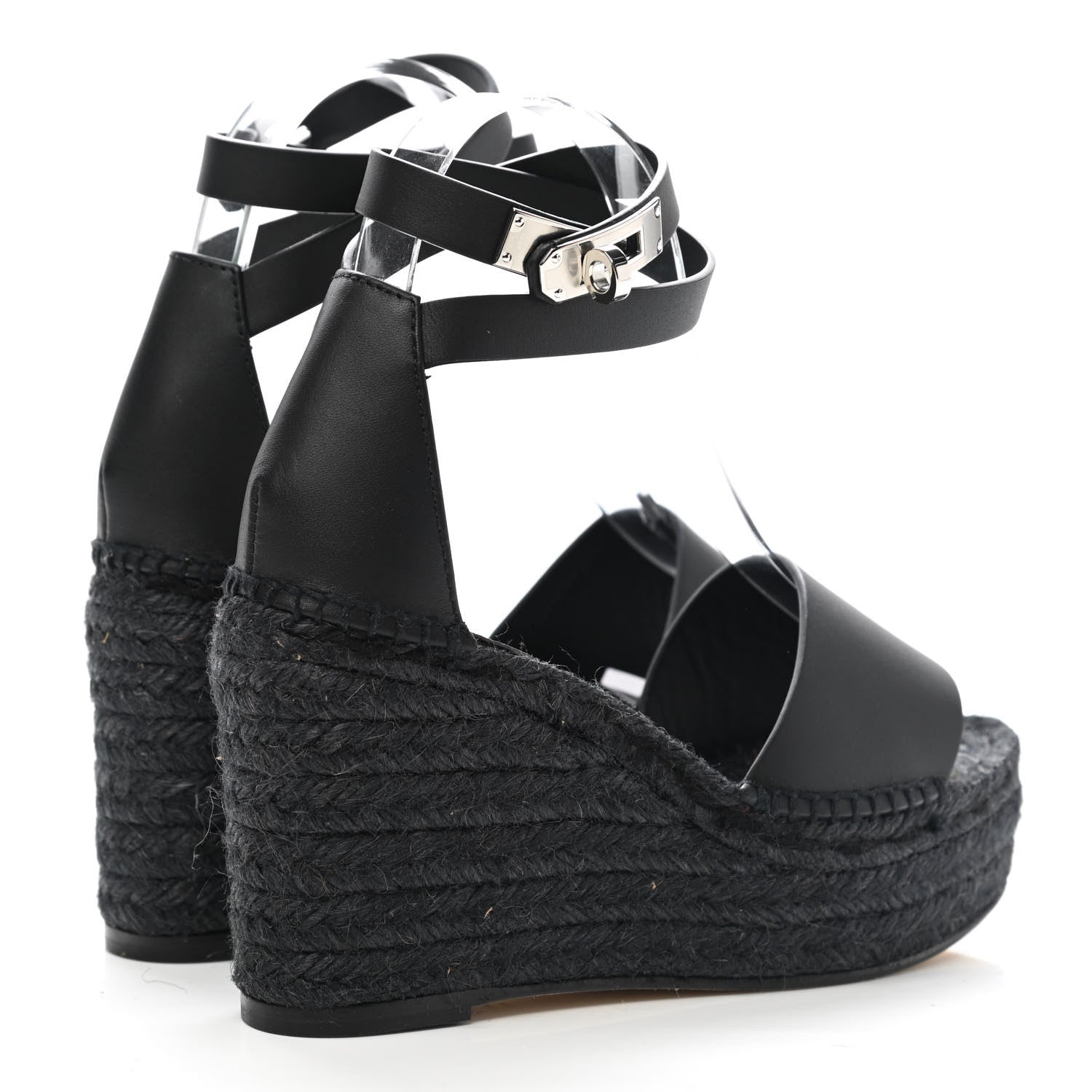 Hermes Calfskin Tipoli Espadrille Wedges 35 Black 4 of 9