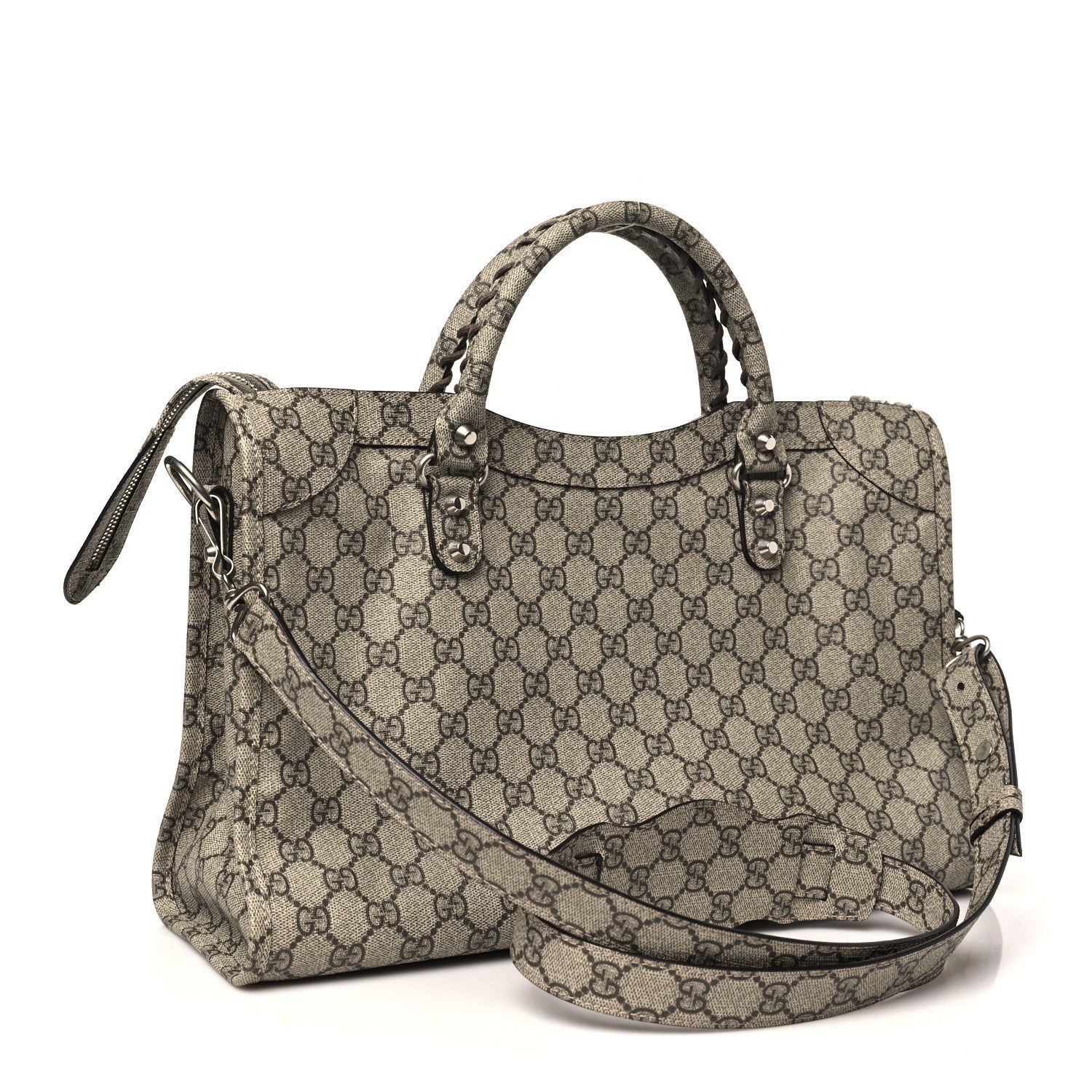 Balenciaga X GUCCI GG Supreme Monogram Neo Classic Silver Hardware City Beige Ebony 4 of 12