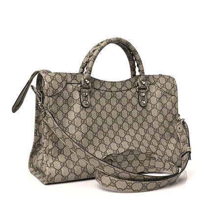 Balenciaga X GUCCI GG Supreme Monogram Neo Classic Silver Hardware City Beige Ebony 4 of 12