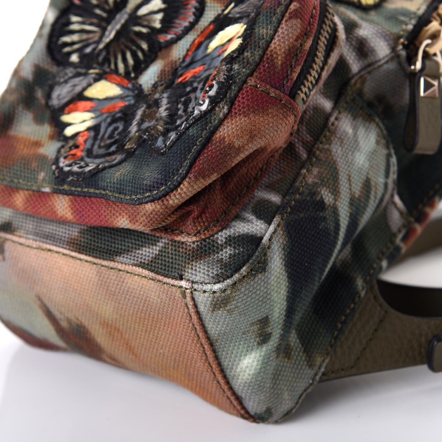 Valentino Garavani Canvas Camouflage Tie Dye Butterfly Mini Backpack Deep Army Green 14 of 14