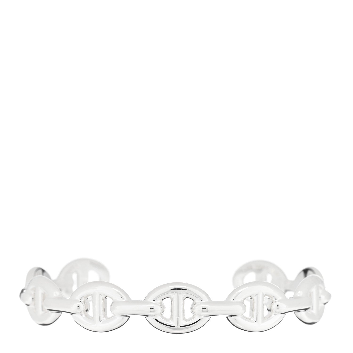 Hermes Sterling Silver MM Chaine d'Ancre Enchainee Cuff Bracelet SH 1 of 3