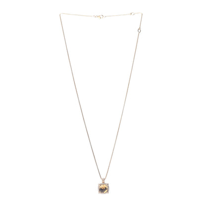 David Yurman 18K Yellow Gold Diamond Champagne Citrine 9mm Chatelaine Pave Bezel Pendant Necklace 3 of 4