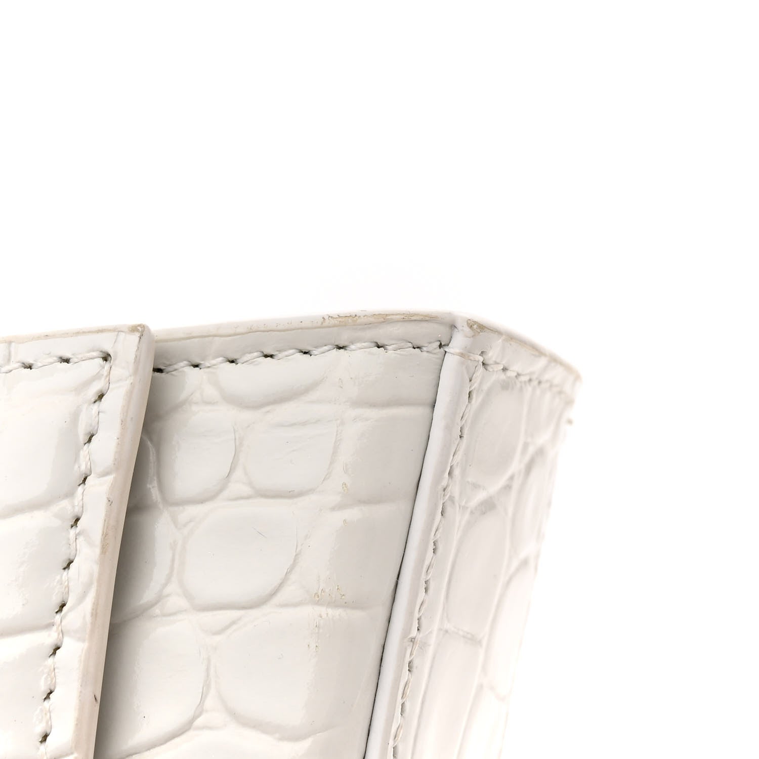 Balenciaga Shiny Calfskin Crocodile Embossed Hourglass Chain Bag Cream 14 of 14