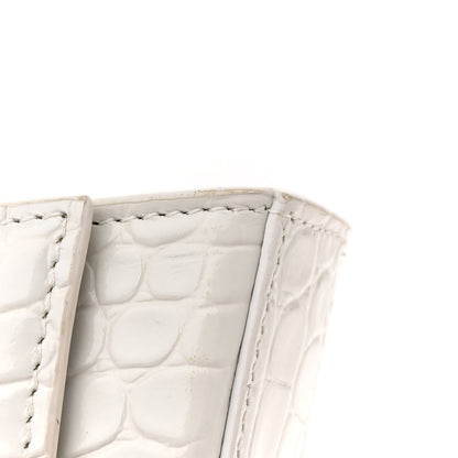 Balenciaga Shiny Calfskin Crocodile Embossed Hourglass Chain Bag Cream 14 of 14