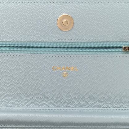 Chanel Caviar Quilted Wallet On Chain WOC Light Blue 6 of 12