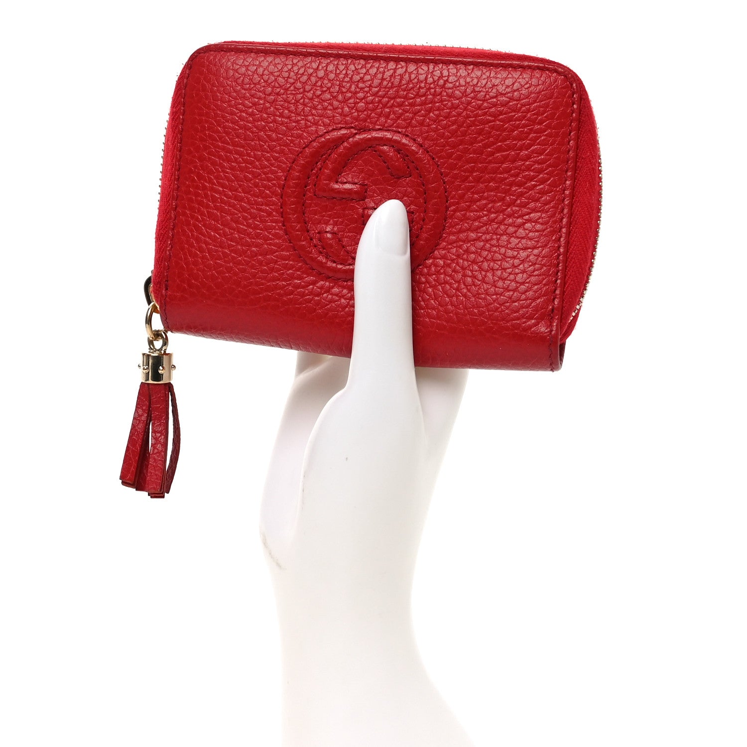 Gucci Pebbled Calfskin Small Soho Zip Around Wallet Red 2 of 8