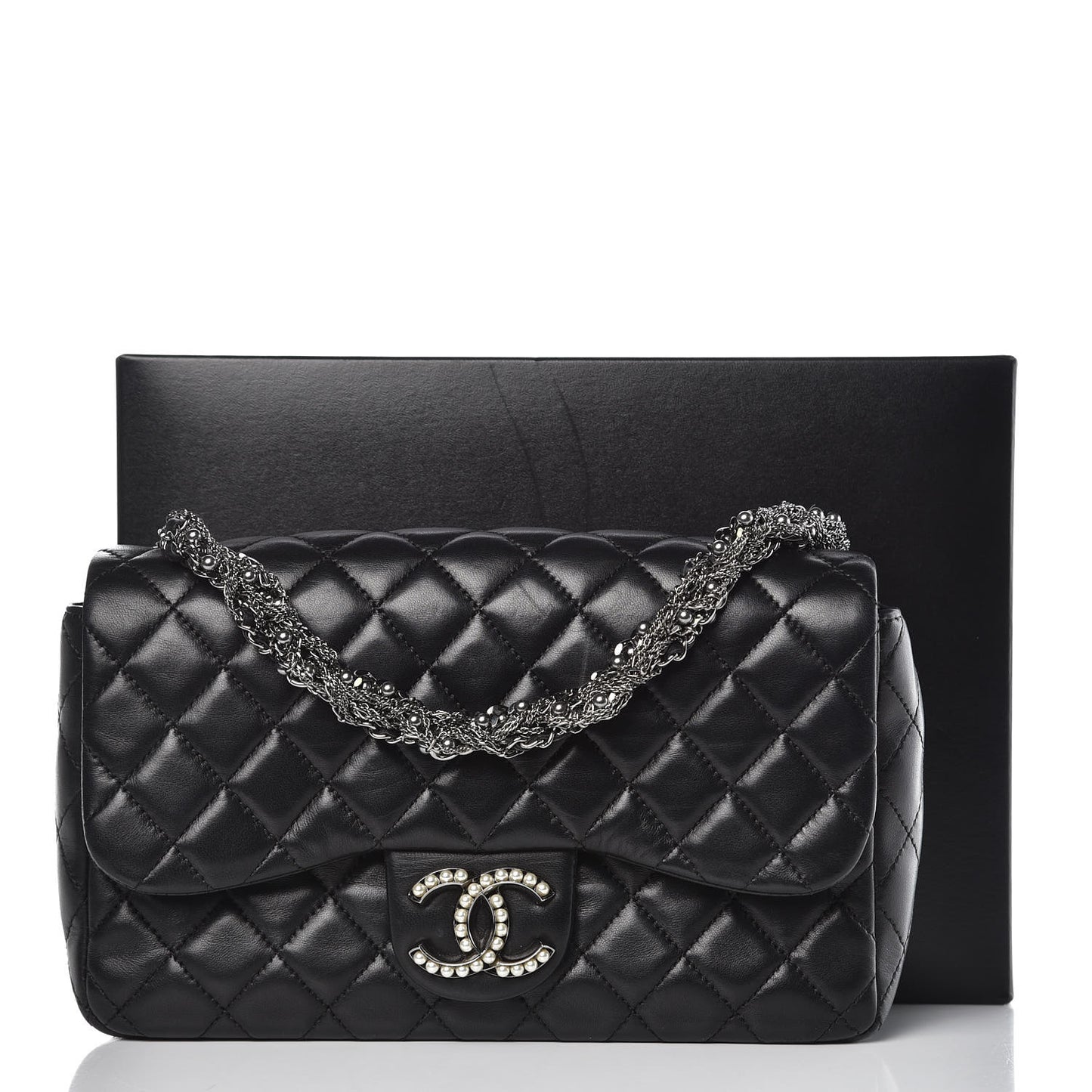 Lambskin Quilted Medium Westminster Pearl Flap Black