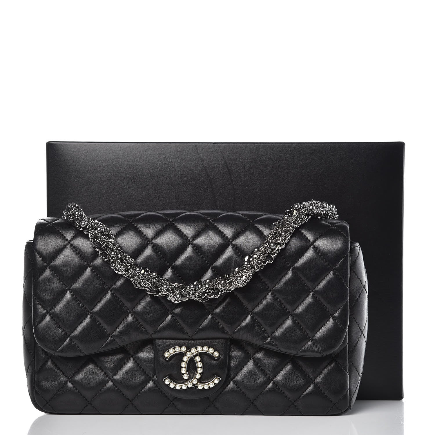 Chanel Lambskin Quilted Medium Westminster Pearl Flap Black 14 of 14