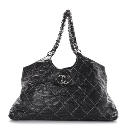 Chanel Glazed Goatskin Double Contrast Stitch Tote Black 1 of 13