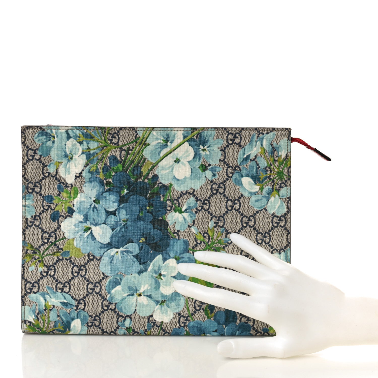 Gucci GG Supreme Monogram Blooms Large Cosmetic Case Beige Blue