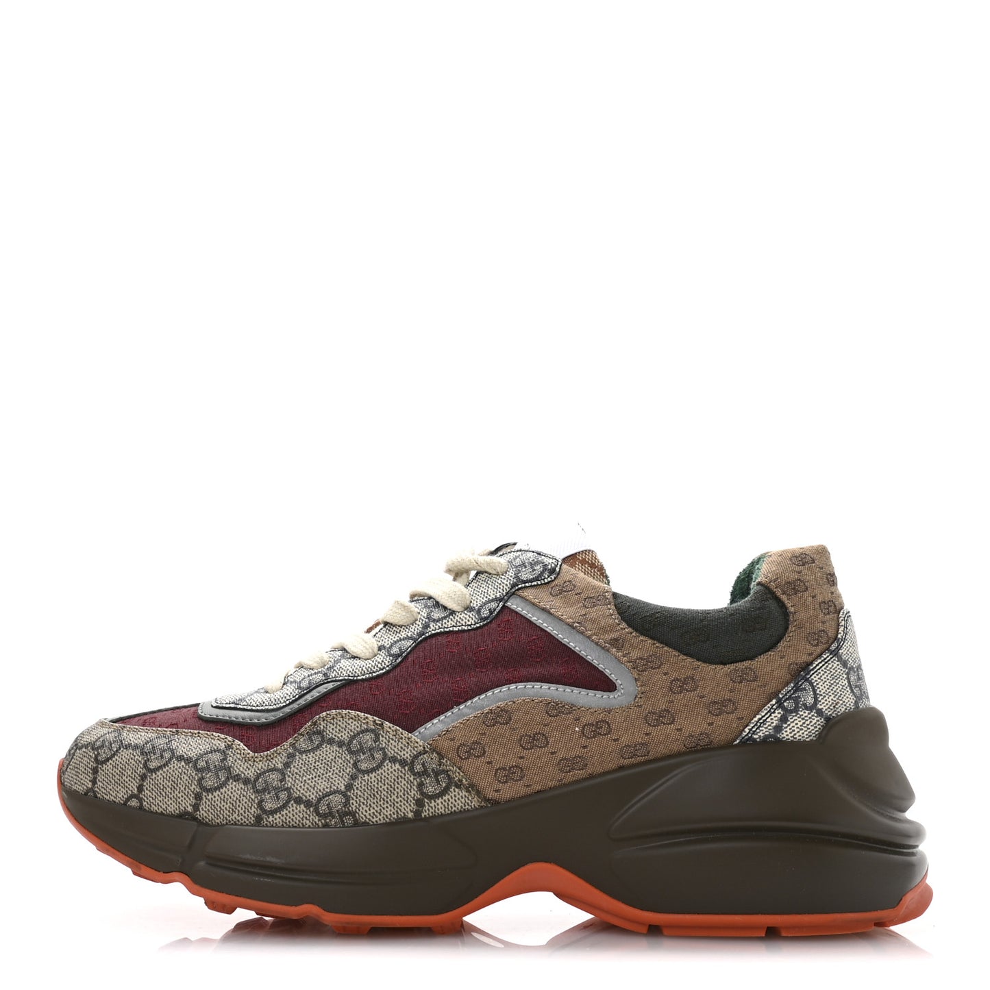 GG Supreme Monogram Mix Monogram Womens Rhyton Sneakers 40.5 Bordeaux Beige Ebony