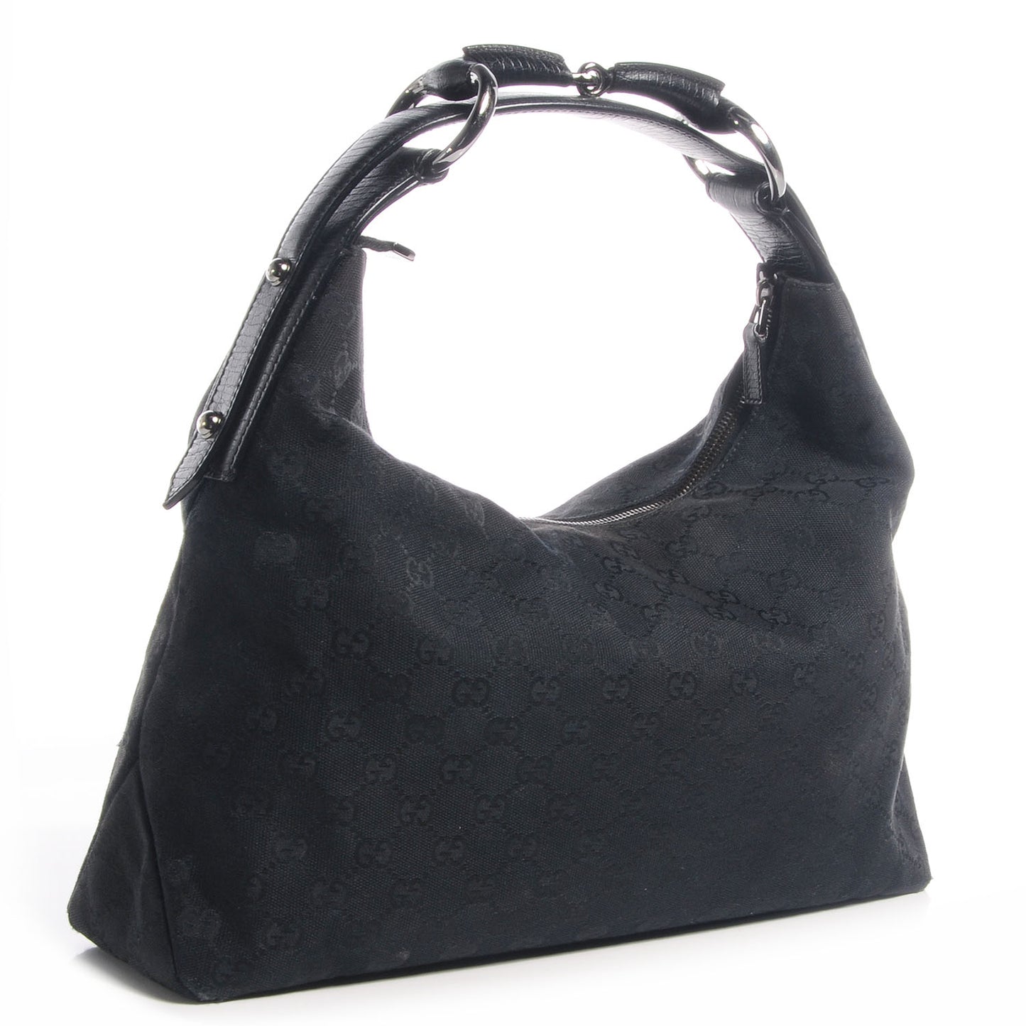 Monogram Medium Horsebit Chain Hobo Black