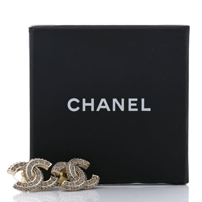 Chanel Crystal Timeless CC Earrings Light Gold 5 of 5