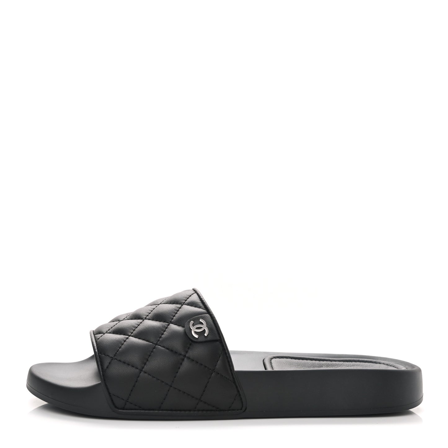 Lambskin Quilted CC Mules Sandals 40 Black