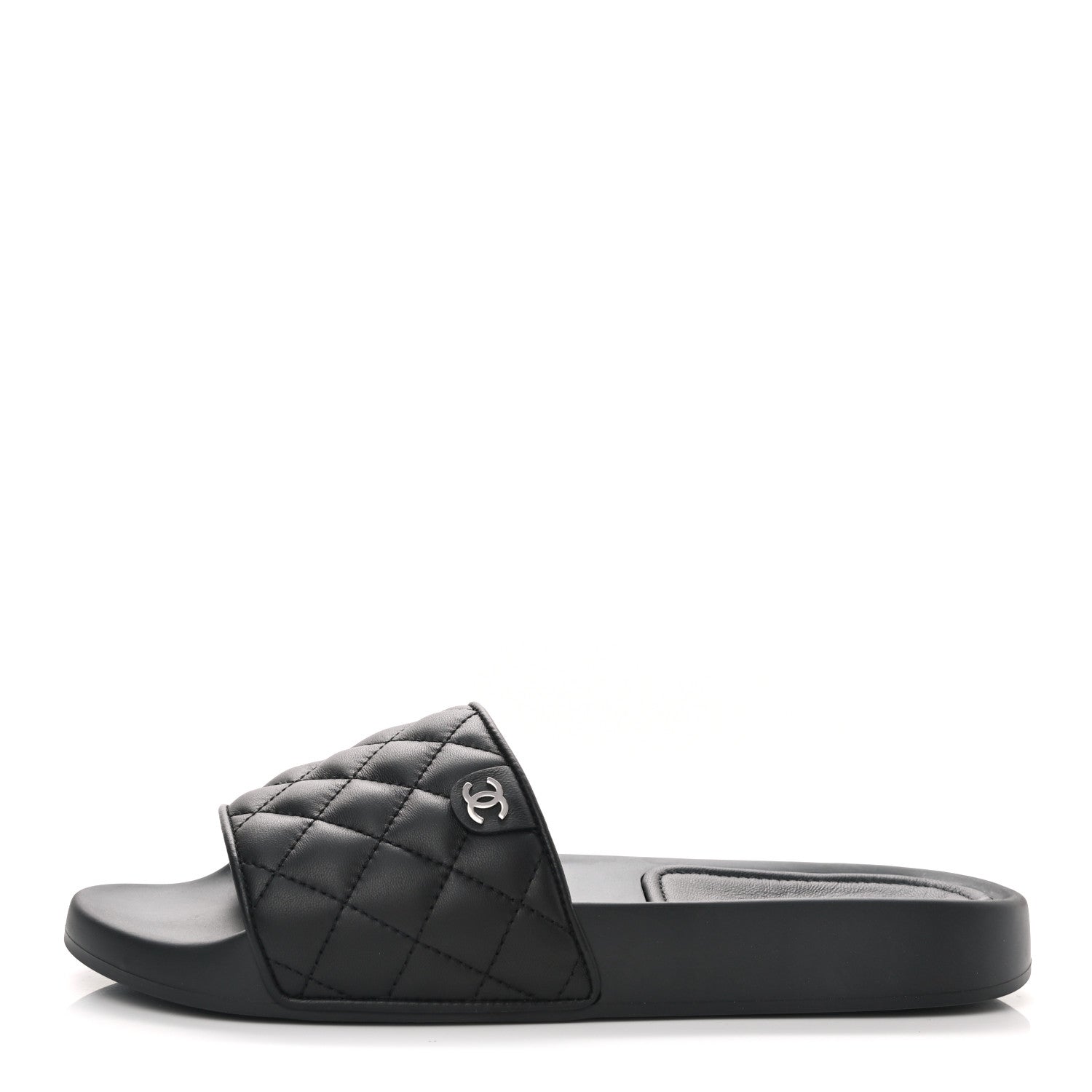 Chanel Lambskin Quilted CC Mules Sandals 40 Black 1 of 9