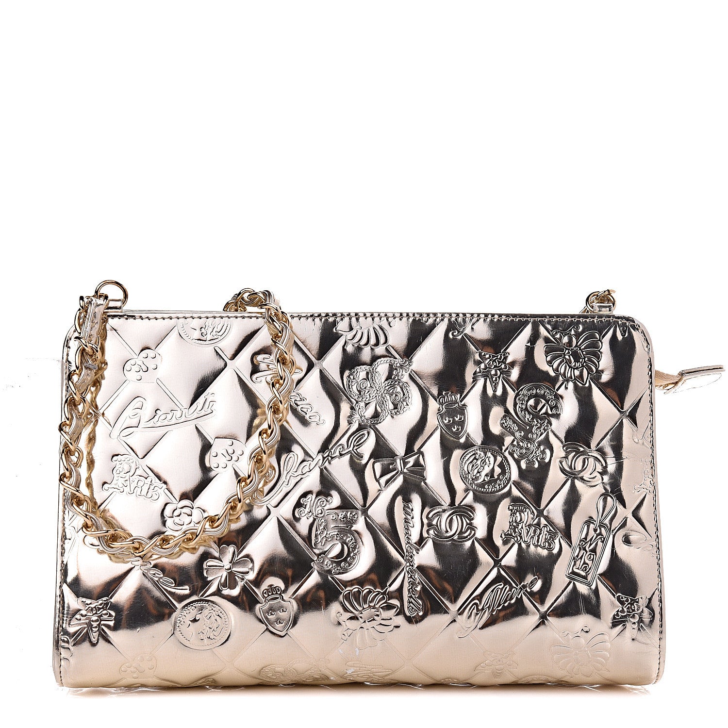 Chanel Metallic Patent Calfskin Lucky Symbols Pochette Gold 1 of 10