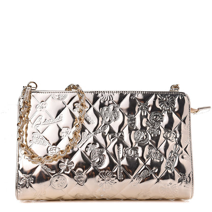 Chanel Metallic Patent Calfskin Lucky Symbols Pochette Gold 1 of 10