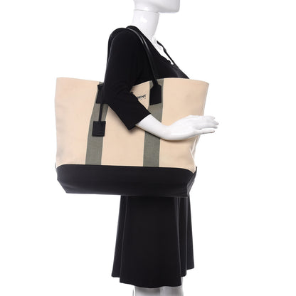 Saint Laurent Canvas Beach Shopping East West Tote Ecru 2 of 10