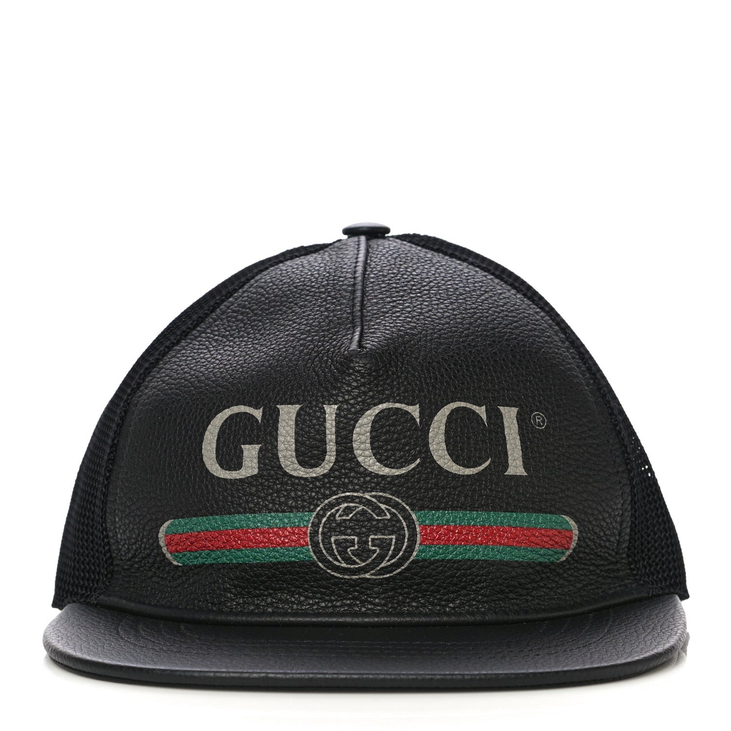 Gucci Grained Calfskin Logo Baseball Hat M 58 Black 3 of 7