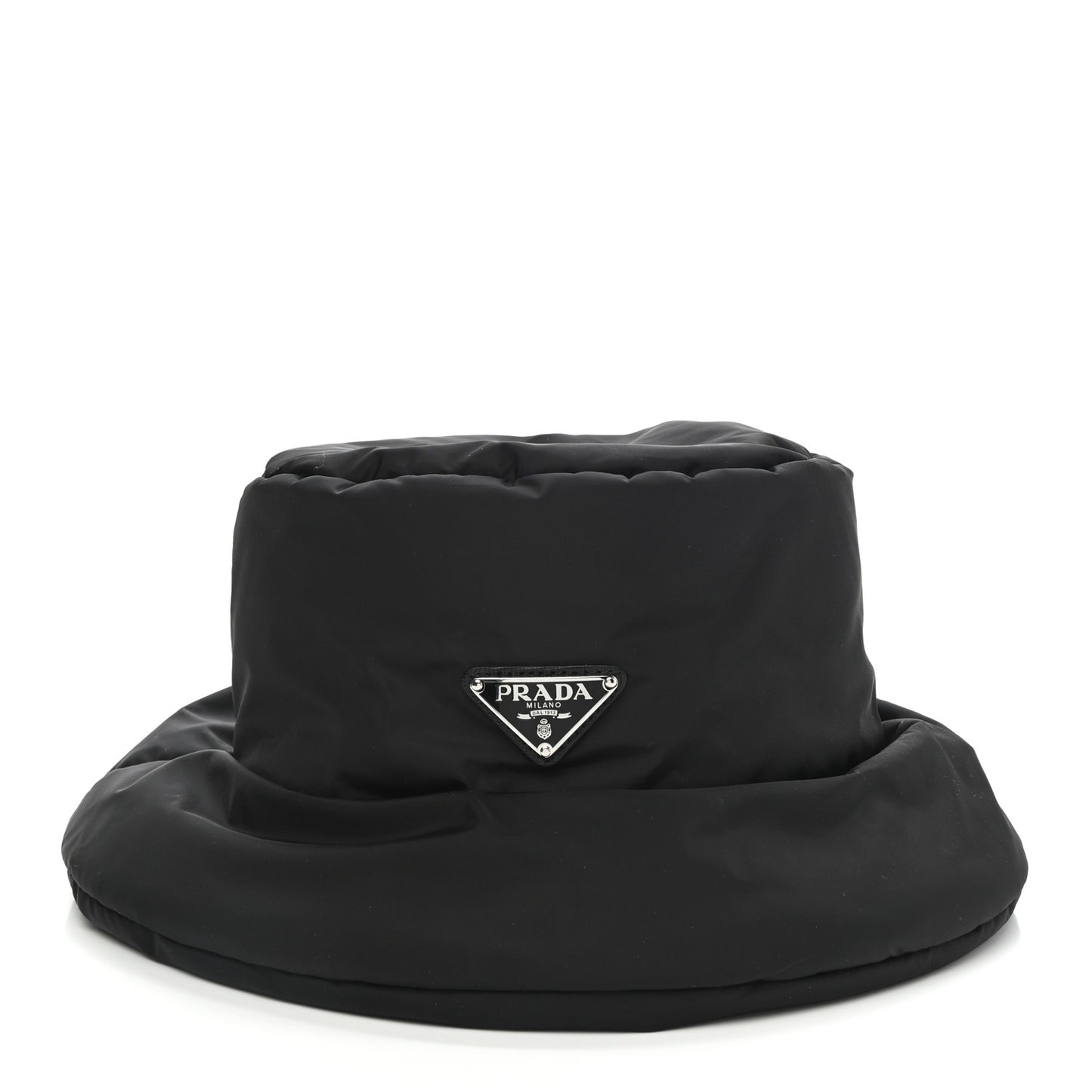 Re-Nylon Metal Triangle Logo Padded Mens Bucket Hat XL Black